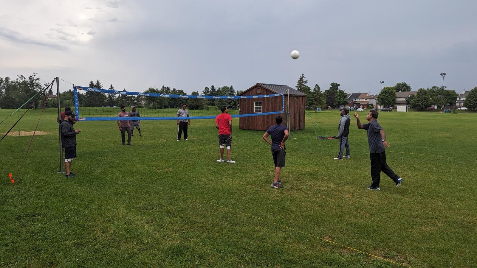 A match in play on a grass court